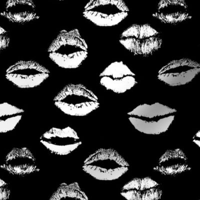 White Kissy Lips on Black