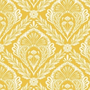 Lacy Floral Damask | Regular Scale | Yellow