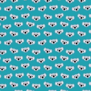 Tiny koala - sweet koala bear faces minimalist retro style kids animals design gray on teal blue