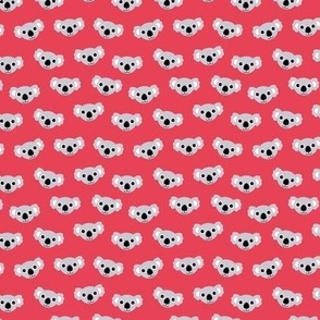 Tiny koala - sweet koala bear faces minimalist retro style kids animals design gray on  ruby red