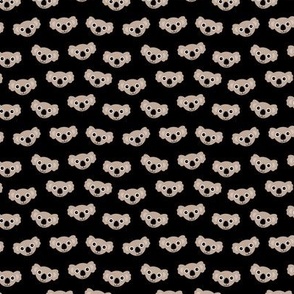 Tiny koala - sweet koala bear faces minimalist retro style kids animals design beige on black