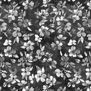 Southern Summer Floral monochrome charcoal grey - small print