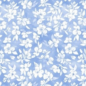 Southern Summer Floral in Cornflower Blue and White