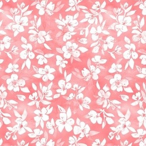 Southern Summer Floral in Coral Pink and White