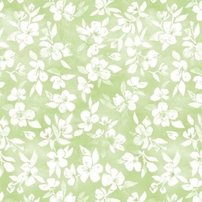 Southern Summer Floral in Softest Chartreuse Green and White