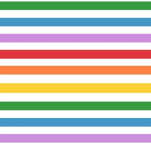 JUMBO  rainbow stripes fabric - primary rainbow 