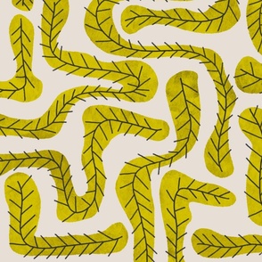 Wild Leaf Maze | Minimalist Leaves | Yellow