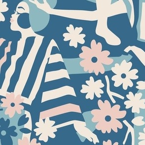 Flower power dance / Large scale / Blue+baby pink