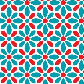 geometric_floral red and teal
