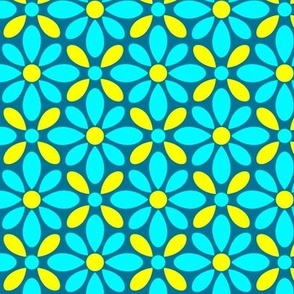 geometric-floral turquise and yellow