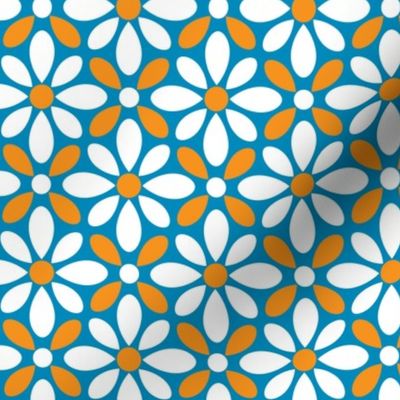 geometric-floral orange and blue