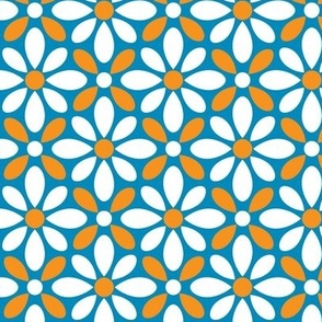 geometric-floral orange and blue