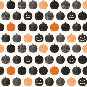 Black and Orange Block Print Pumpkins - medium 9 inch repeat