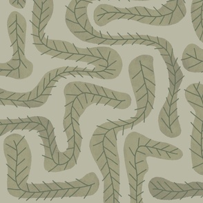 Wild Leaf Maze | Minimalist Leaves | Sage