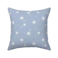 Sun & Stars - lovely boho mystic style universe theme white on baby blue ice winter