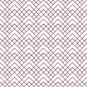 Diamond grid - red and blue on white