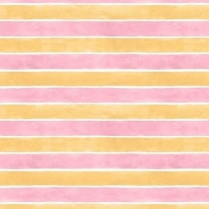 Pink and Orange Broad Horizontal Stripes - Ditsy Scale - Watercolor Textured Bright Baby Girl Halloween