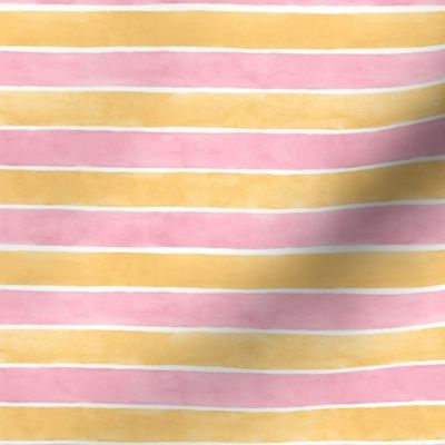 Pink and Orange Broad Horizontal Stripes - Small Scale - Watercolor Textured Bright Baby Girl Halloween