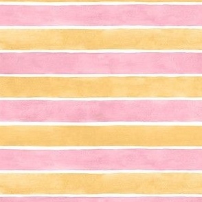 Pink and Orange Broad Horizontal Stripes - Small Scale - Watercolor Textured Bright Baby Girl Halloween