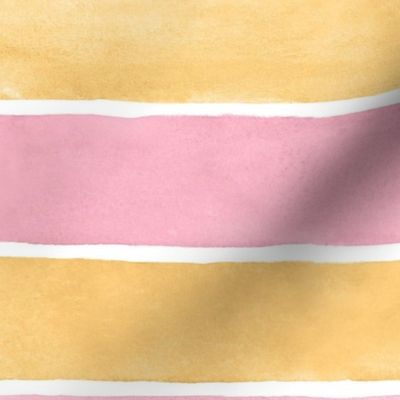 Pink and Orange Broad Horizontal Stripes - Large Scale - Watercolor Textured Bright Baby Girl Halloween