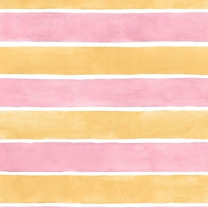 Pink and Orange Broad Horizontal Stripes - Large Scale - Watercolor Textured Bright Baby Girl Halloween