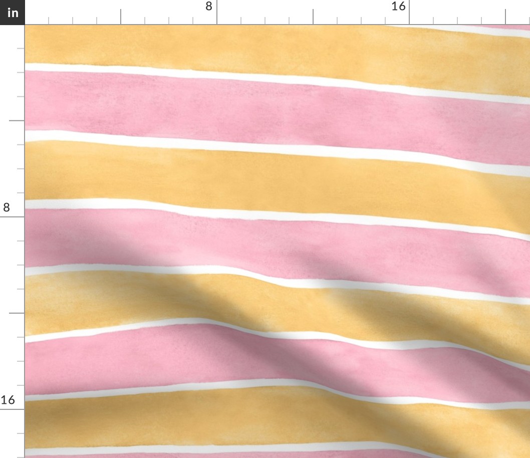 Pink and Orange Broad Horizontal Stripes - Large Scale - Watercolor Textured Bright Baby Girl Halloween