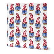Cute Gnomes with Red Heart Hat Seamless Pattern
