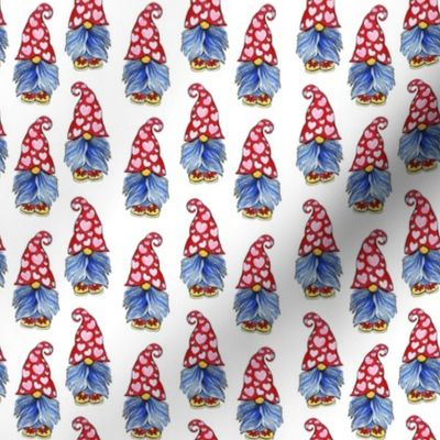 Cute Gnomes with Red Heart Hat Seamless Pattern