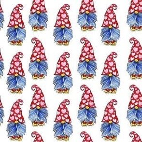 Cute Gnomes with Red Heart Hat Seamless Pattern