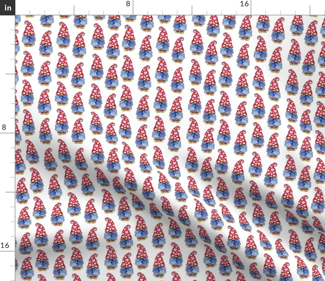 Cute Gnomes with Red Heart Hat Seamless Pattern