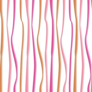 Watercolor Ocean Squiggly Stripes in Hot Pink, Light Pink and Orange