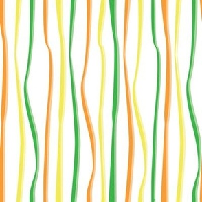 Watercolor Ocean Squiggly Stripes in Orange, Green and Yellow