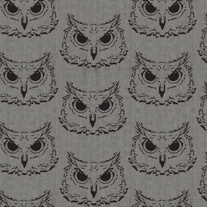 Owl Face -black on gray (large scale)