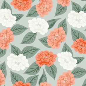 Into the meadow - mint blue and orange// medium scale