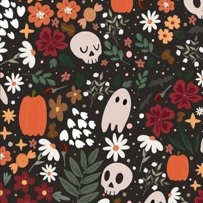 Fall Halloween Floral Pattern