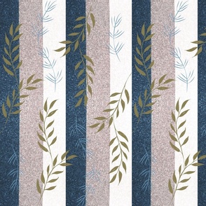 mudroom - retro stripes and foliage soft contrast