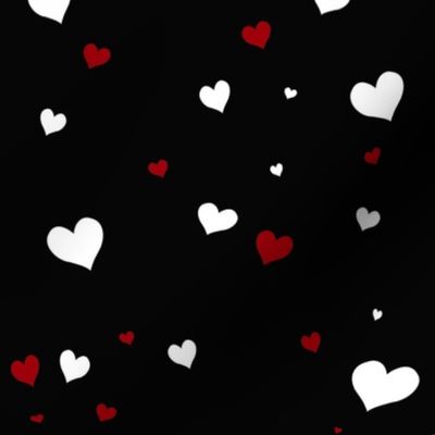 Red white and black hearts