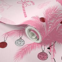 Pink Santa Flamingo and Christmas Palm Tree