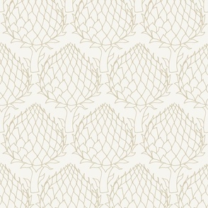 globe artichoke large scale natural linen by Pippa Shaw