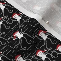Small Scale- Cute Christmas Santa Octopus Black and white