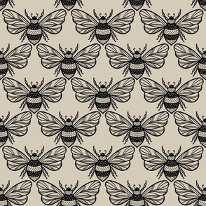 Bees Lino Neutral Smaller Scale