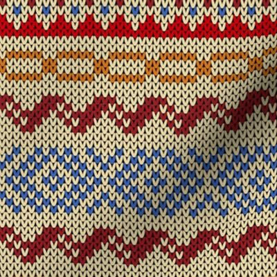 Six Fair Isle Bands in Burgundy Blue and gold