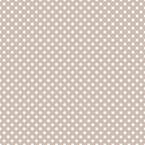 Taupe White Polka Dots