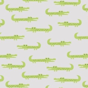 Wild crocodiles - Adorable alligator wild animals illustration kids cutesy style lime on gray