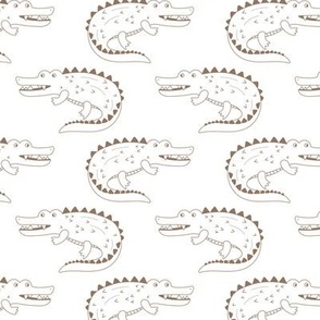 Minimalist alligator waters - wild crocodile buddies zoo animals freehand coffee green on white 