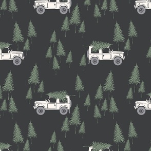 Winter Land Cruiser Cream on Dark Grey 12x12 repeat