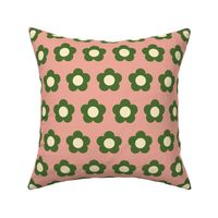 60s Mod Floral Pattern 1960s Flowers in Pink, Green and cream - Medium Scale  - pointdelettre23