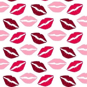 Lipstick Kisses Pattern - Red Pink Burgundy