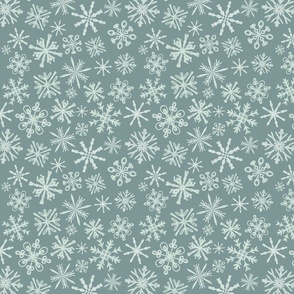 Snowflakes on blue, smaller scale