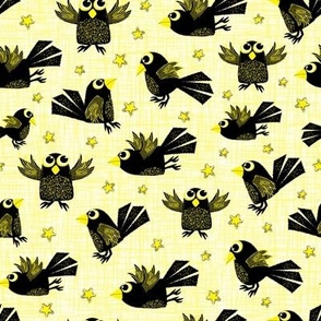 Cawing Crows on Yellow